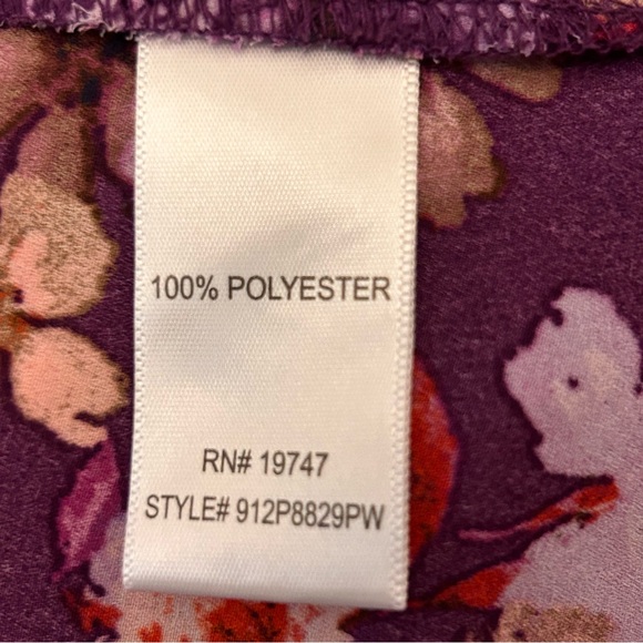 PIONEER WOMAN XL Floral Blouse Purple Ruffle Detail Long Sleeves - Picture 10 of 12